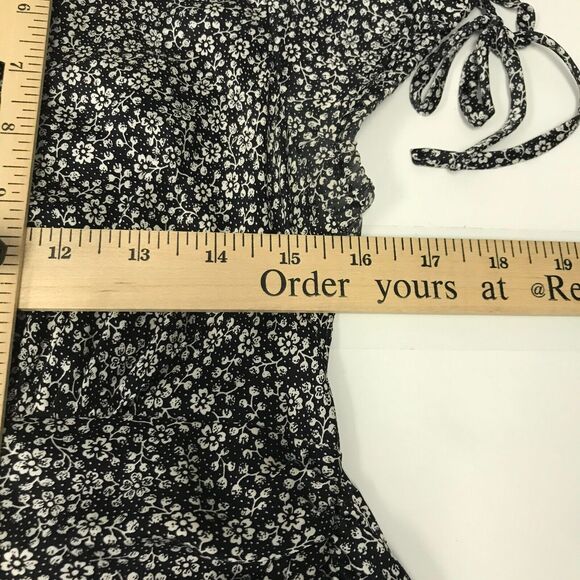 Express Design Studio Womens Medium Black White Ditzy Floral Silk V Neck Tie - Picture 10 of 13
